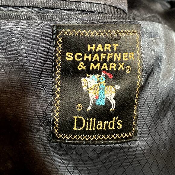 Vintage Hart Schaffner Marx Pinstripe Suit Wool Jacket Pant Pleated Navy 41R - Picture 5 of 9